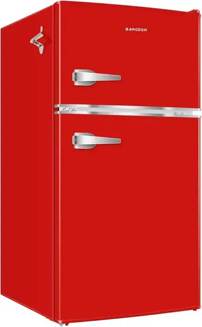 BANGSON Mini Fridge with Freezer, 2 Door Small Refrigerator with Freezer, Mini Fridge for Bedroom, 3.2 CU.FT, For Home, Office