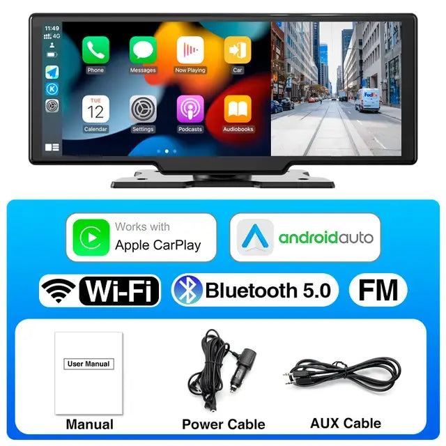 Grandnavi  4K Car Dash Cam Carplay Android Auto Video Recorder Car Mirror DVR Navigation Voice Control WIFI  Dashboard Rearview