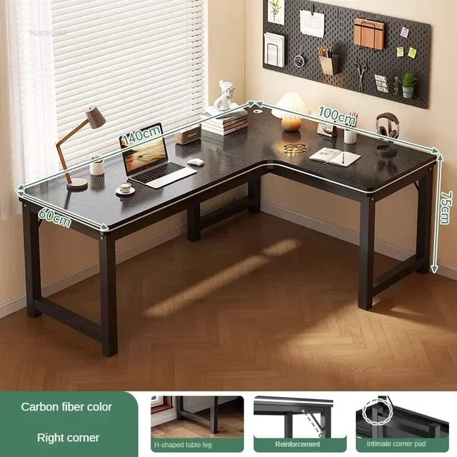 Nordic Corner Computer Desks Home Desktop E-sports Gaming Desks With Bookshelf Bedroom Workbench Office Furniture Double Desk