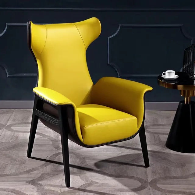 Nordic modern simple and luxurious single person living room leather art designer high backrest sofa leisure chair