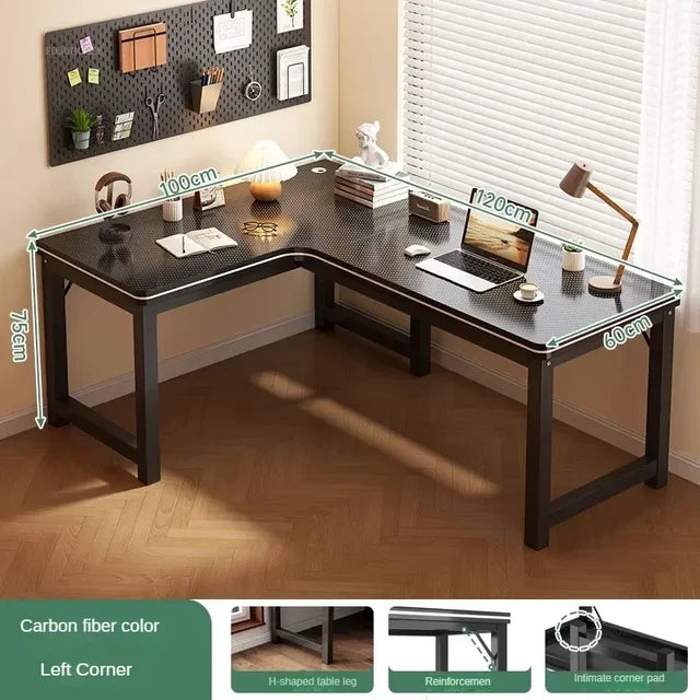 Nordic Corner Computer Desks Home Desktop E-sports Gaming Desks With Bookshelf Bedroom Workbench Office Furniture Double Desk