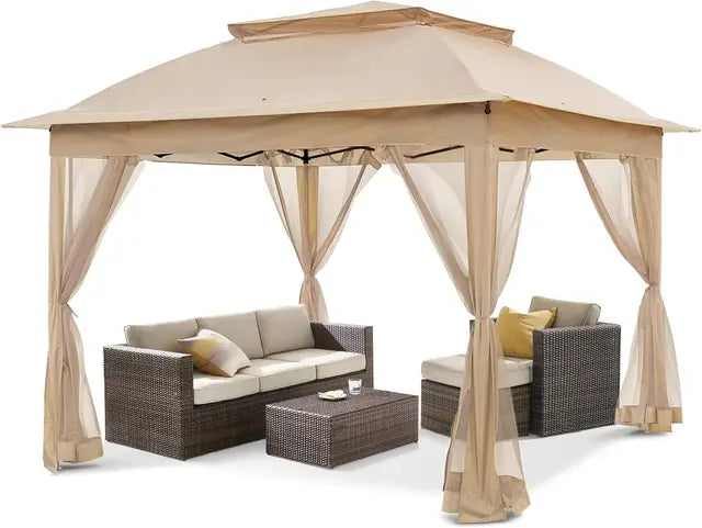 Cool Spot 11x11 Pop-Up Instant Gazebo Tent with Mosquito Netting Outdoor Canopy Shelter with 121 Square Feet of Shade