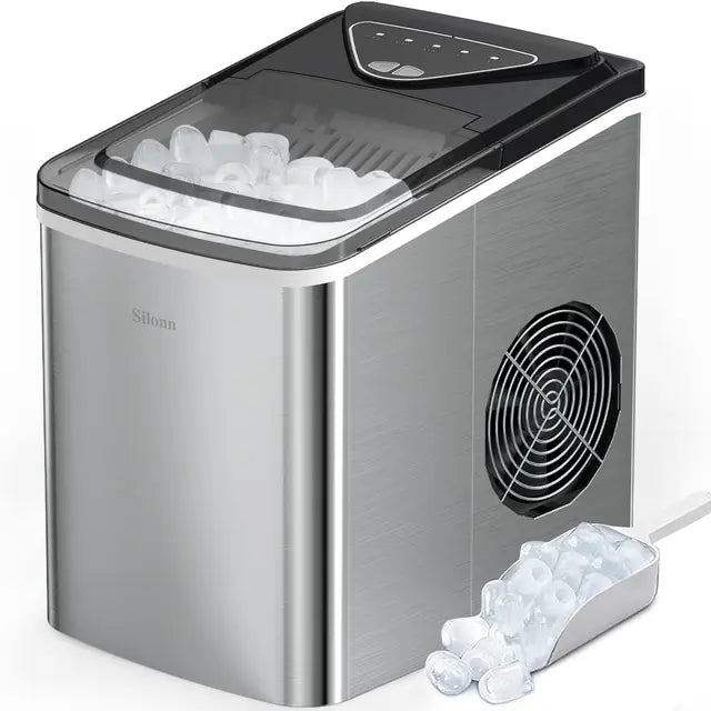 Silonn Smart Countertop Ice Maker Compact Wi-Fi Ice Maker App Control 2 Ice Cube Sizes Portable Ice Maker with Self Cleaning