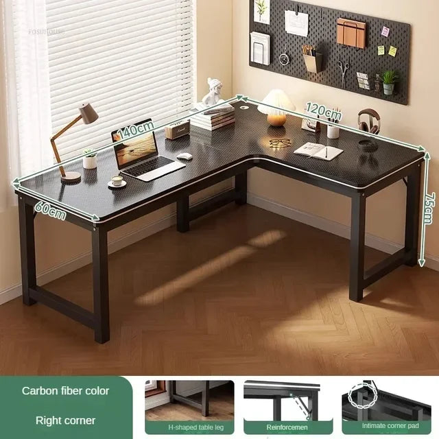 Nordic Corner Computer Desks Home Desktop E-sports Gaming Desks With Bookshelf Bedroom Workbench Office Furniture Double Desk