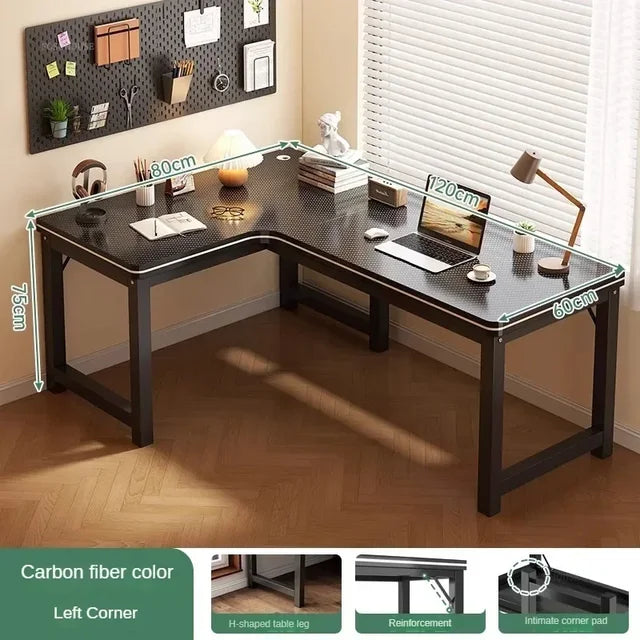 Nordic Corner Computer Desks Home Desktop E-sports Gaming Desks With Bookshelf Bedroom Workbench Office Furniture Double Desk