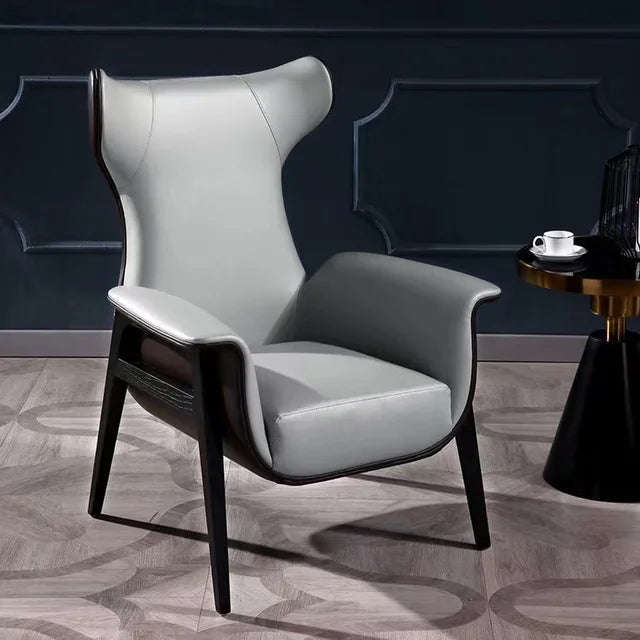 Nordic modern simple and luxurious single person living room leather art designer high backrest sofa leisure chair