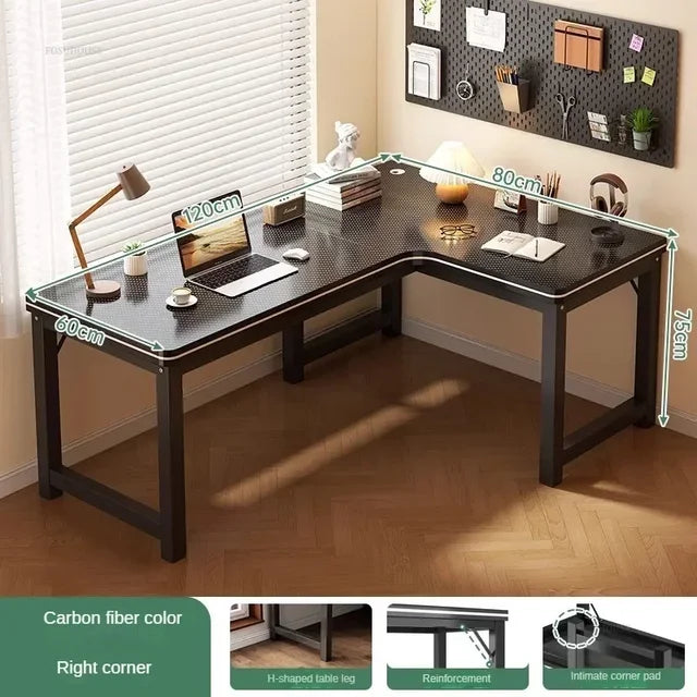 Nordic Corner Computer Desks Home Desktop E-sports Gaming Desks With Bookshelf Bedroom Workbench Office Furniture Double Desk