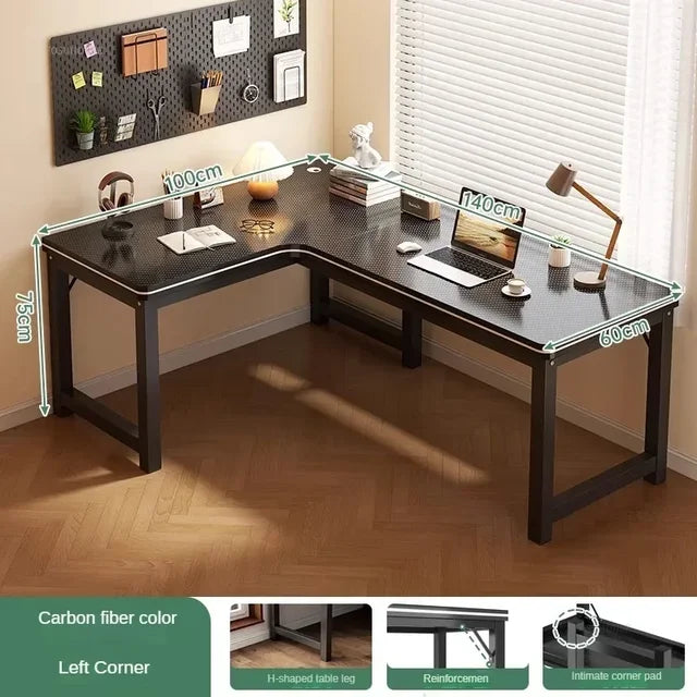 Nordic Corner Computer Desks Home Desktop E-sports Gaming Desks With Bookshelf Bedroom Workbench Office Furniture Double Desk
