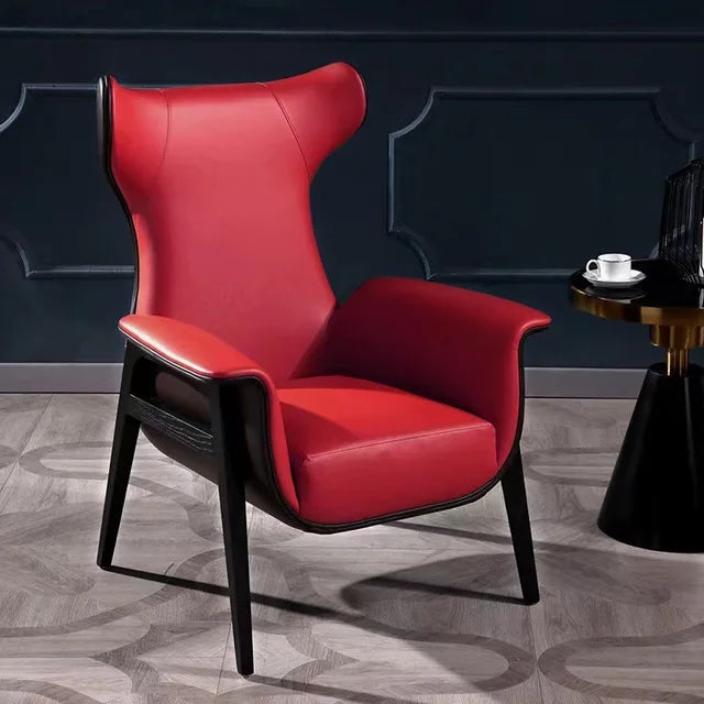 Nordic modern simple and luxurious single person living room leather art designer high backrest sofa leisure chair