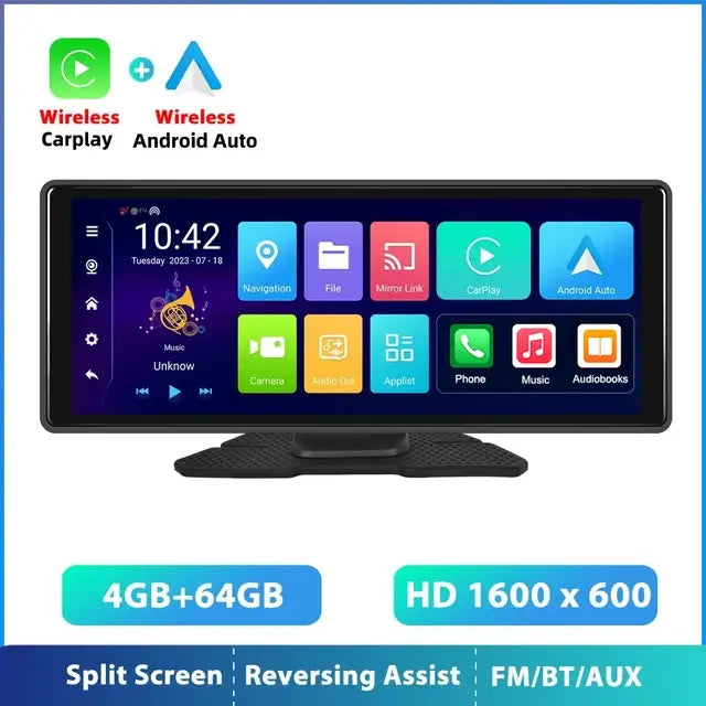 Podofo 10.26” Dash Cam Carplay Android Auto Car DVR Navigation Recorder Dashboard Car Mirror Screen 24H Park AUX