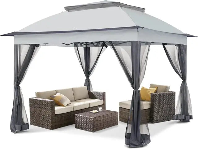 Cool Spot 11x11 Pop-Up Instant Gazebo Tent with Mosquito Netting Outdoor Canopy Shelter with 121 Square Feet of Shade
