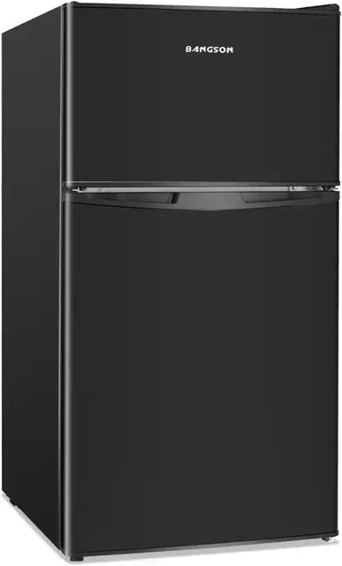 BANGSON Mini Fridge with Freezer, 2 Door Small Refrigerator with Freezer, Mini Fridge for Bedroom, 3.2 CU.FT, For Home, Office