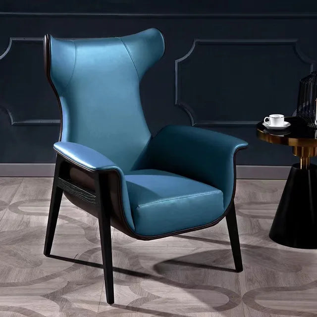 Nordic modern simple and luxurious single person living room leather art designer high backrest sofa leisure chair