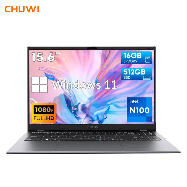 CHUWI GemiBook Plus Laptop 15.6'' FHD, 256GB SSD 8GB RAM,Intel Alder Lake N100 (Up to 3.4GHz) Windows 11 Laptops 38WH HDMI WiFi6