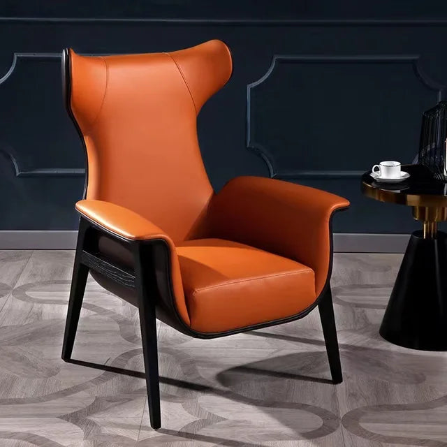 Nordic modern simple and luxurious single person living room leather art designer high backrest sofa leisure chair