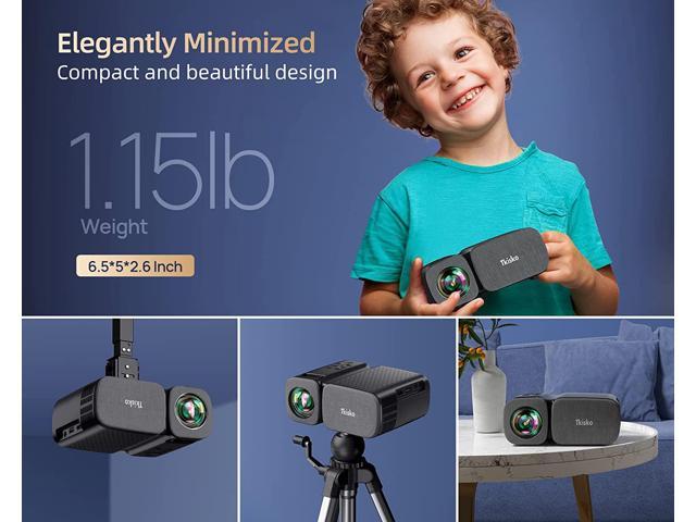 Mini Projector,8000L WiFi Portable Outdoor Projector, HD 1080P 250" Supported, Dust-Proof Small Movie Projector for Home/Outside/Gaming/Camping Phone/Laptops/TV Stick/Roku/Switch