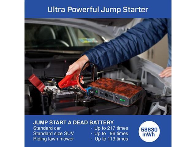 Bolt 58830 mWh Portable Phone Laptop Charger Car Jump Starter with AC Outlet and Car Charger Silver Graphite 1267118