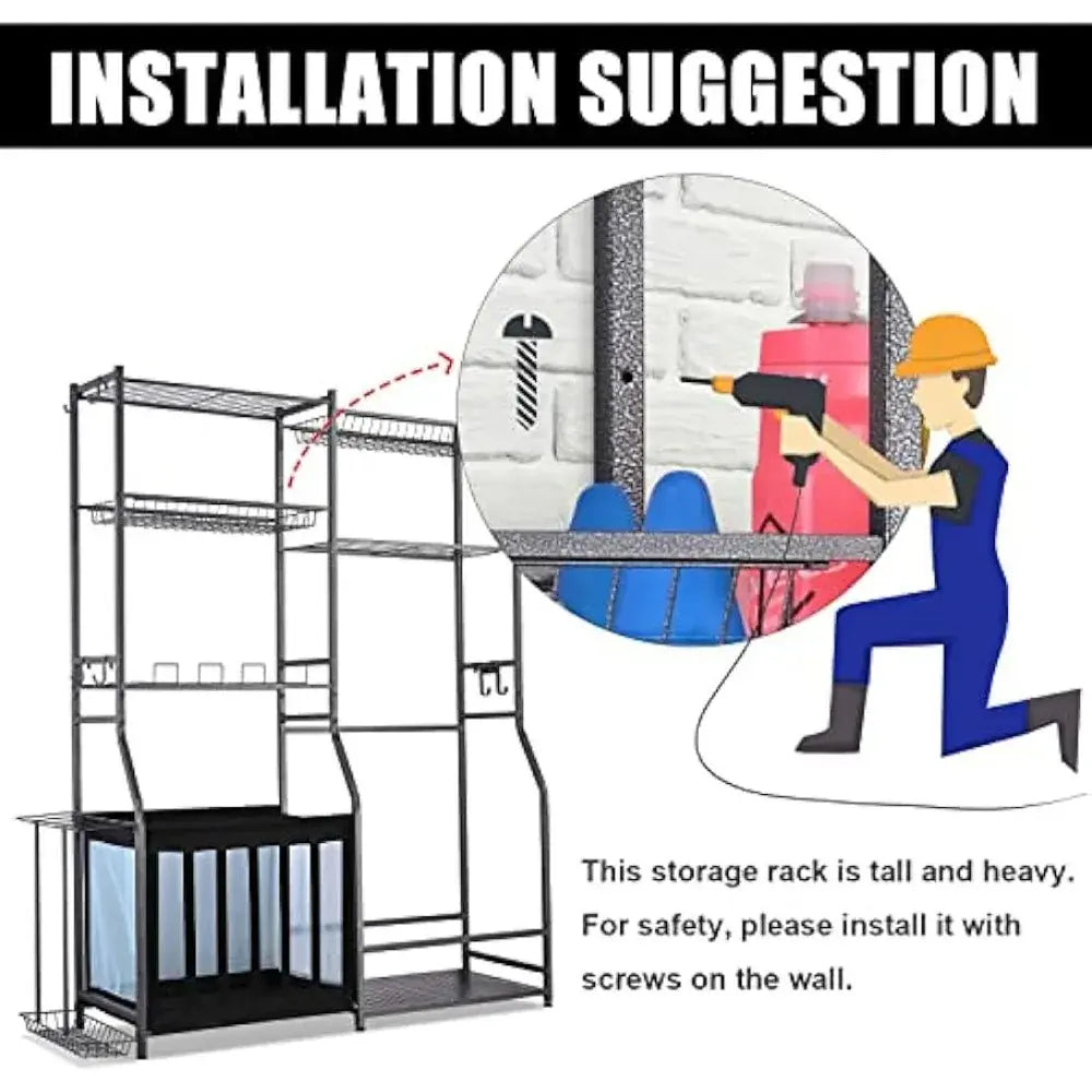 Golf Storage Garage Organizer,2 Golf Bag Storage Stand and Other Sports Equipment Storage Rack,Garage Organizer Shelves Rack