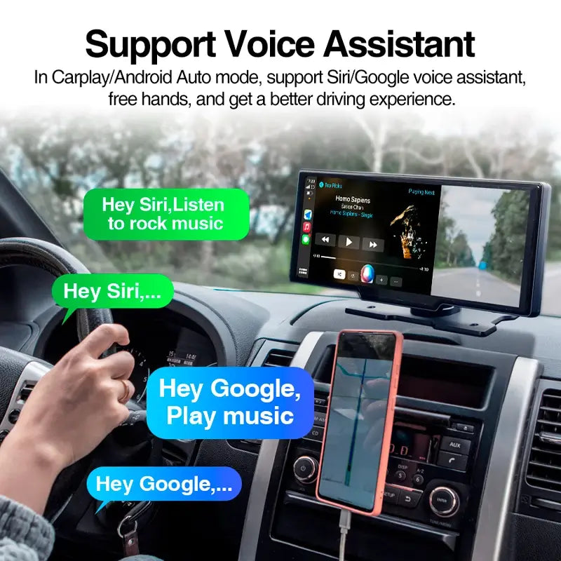 Grandnavi  4K Car Dash Cam Carplay Android Auto Video Recorder Car Mirror DVR Navigation Voice Control WIFI  Dashboard Rearview