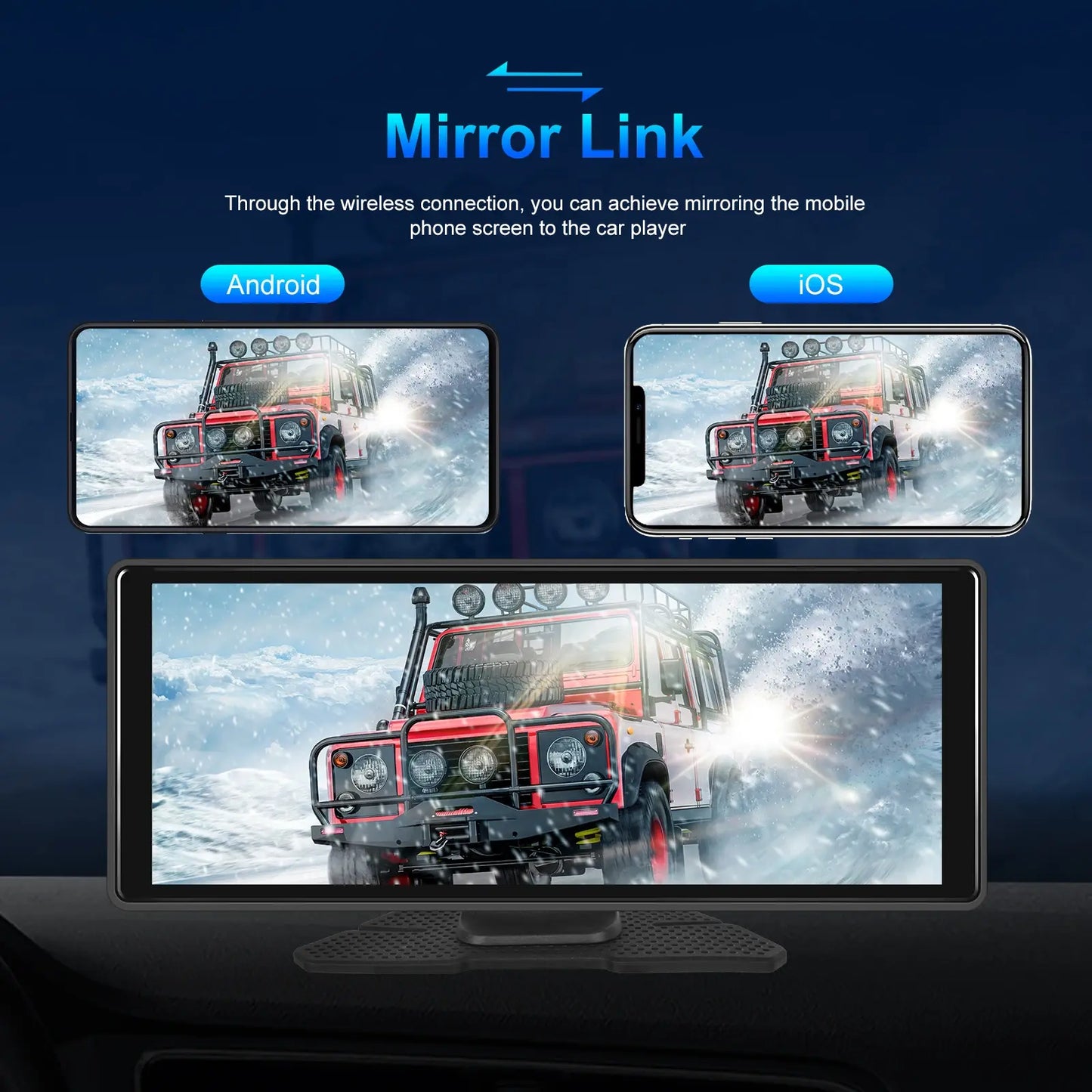 Podofo 10.26” Dash Cam Carplay Android Auto Car DVR Navigation Recorder Dashboard Car Mirror Screen 24H Park AUX