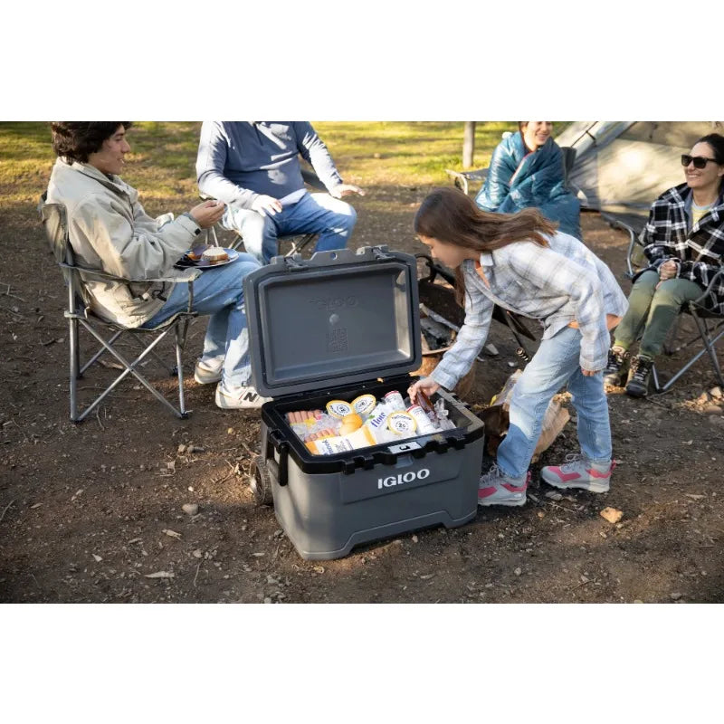 Igloo Overland 52 Qt Ice Chest Cooler with Wheels, Gray