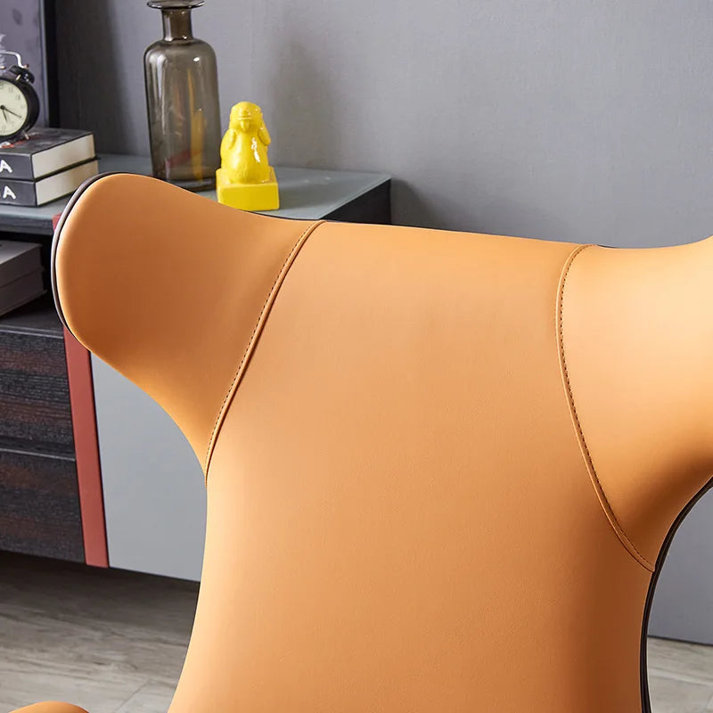 Nordic modern simple and luxurious single person living room leather art designer high backrest sofa leisure chair
