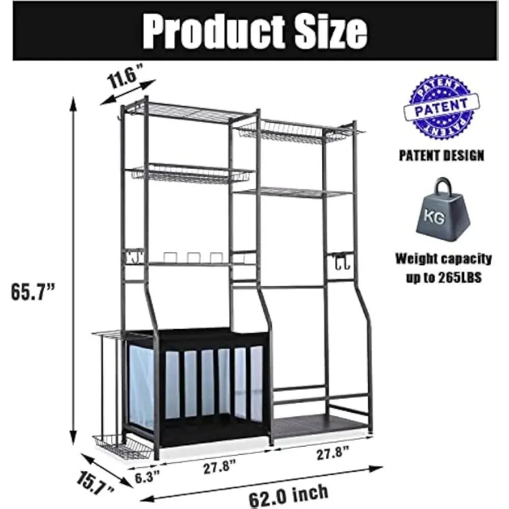 Golf Storage Garage Organizer,2 Golf Bag Storage Stand and Other Sports Equipment Storage Rack,Garage Organizer Shelves Rack
