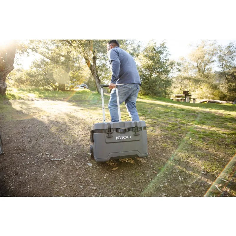 Igloo Overland 52 Qt Ice Chest Cooler with Wheels, Gray