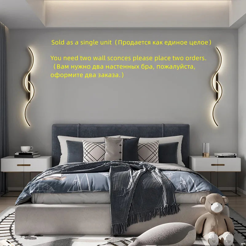Led Bedside Wall Sconce Lamp For Living Room Bedroom Stair Modern Art Interior Wall Lights Light Fixture Night Lamps Home Decor