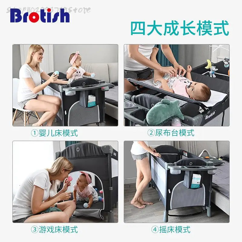 0--6 years old baby bed European folding kids bed splicing large game bed baby multifunction portable cradle for newborn babies