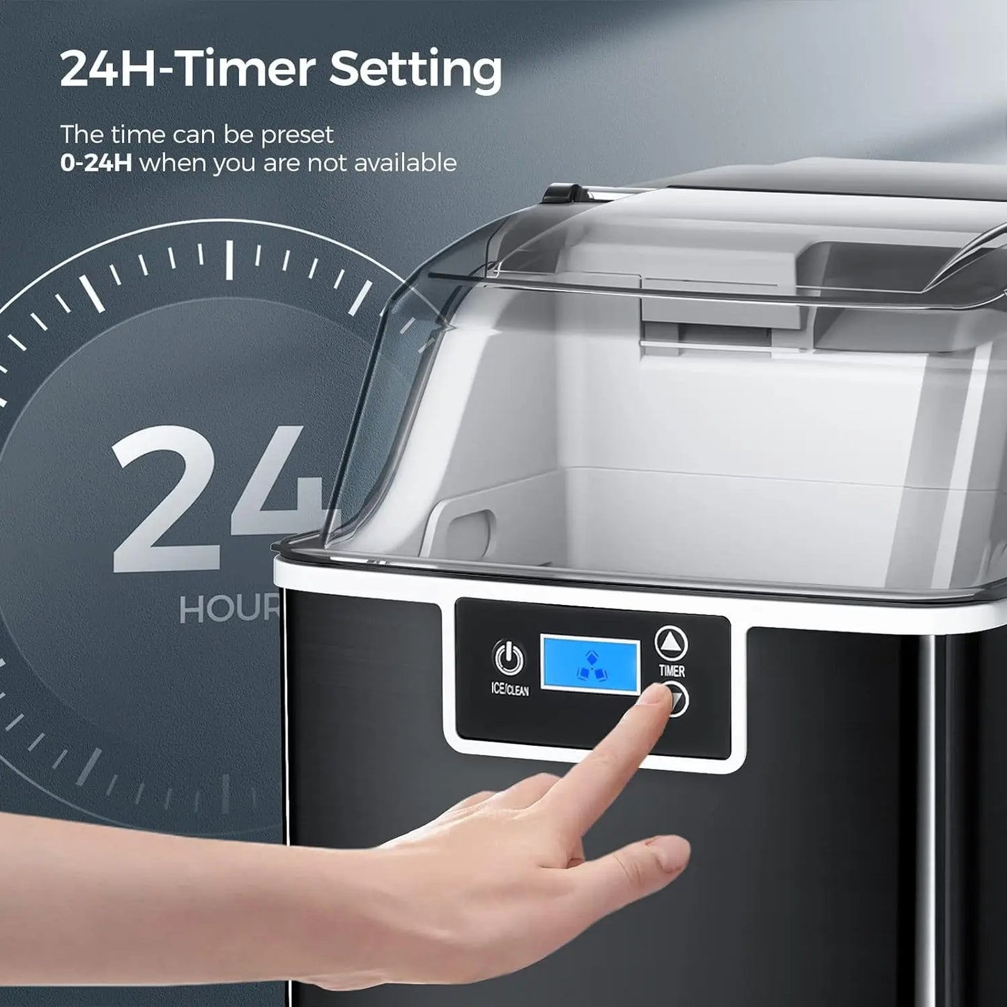Xbeauty Crushed Ice Maker Countertop,Nugget Ice Maker with Self Cleaning,44.5lbs/Day,24H Timer,LED Crushed Ice Maker for Home