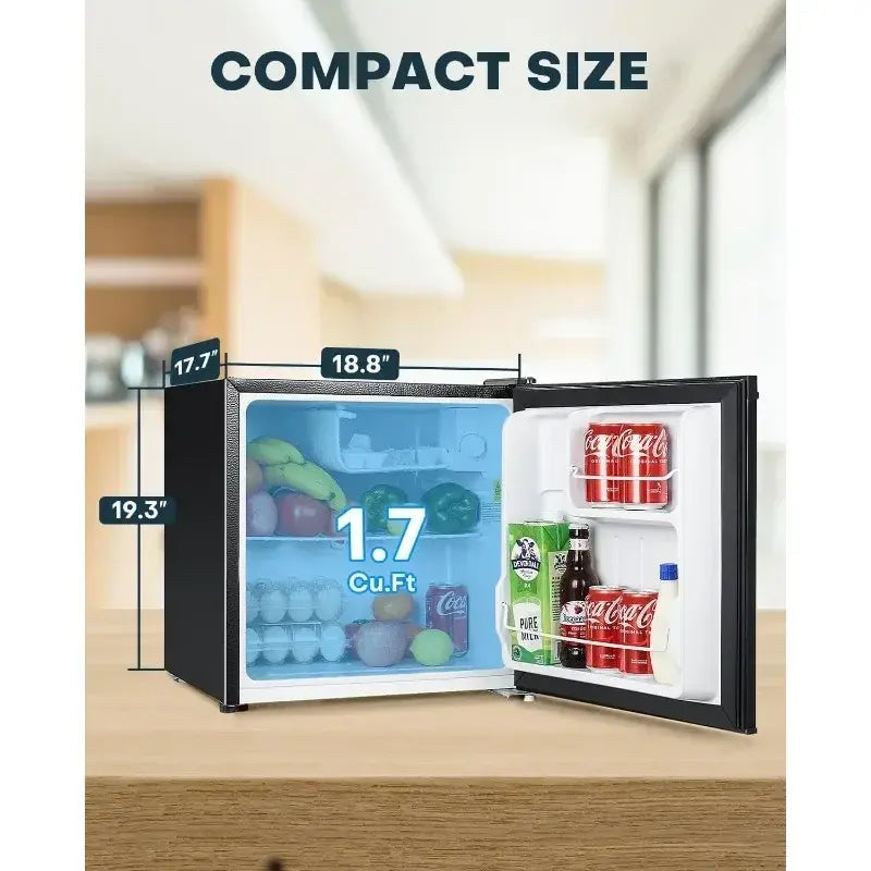 Upstreman 1.7 Cu.ft Mini Fridge with Freezer, Adjustable Thermostat, Energy Saving, Low Noise, Single Door Compact Refrigerator