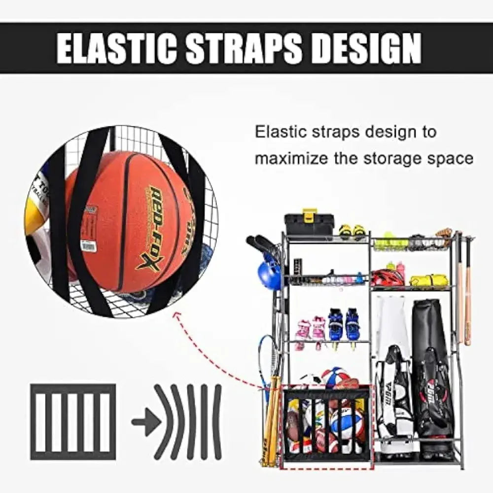 Golf Storage Garage Organizer,2 Golf Bag Storage Stand and Other Sports Equipment Storage Rack,Garage Organizer Shelves Rack