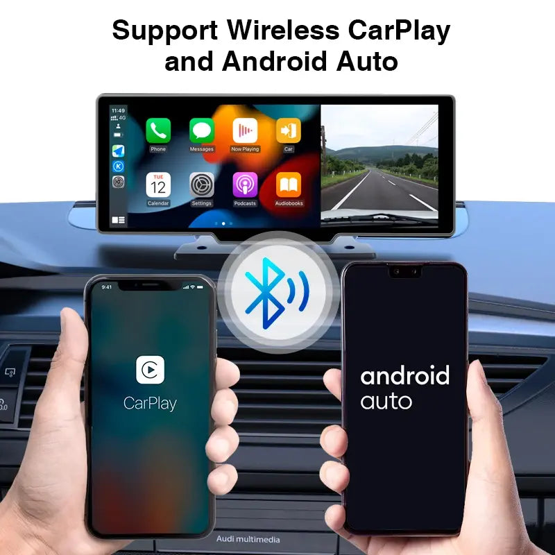 Grandnavi  4K Car Dash Cam Carplay Android Auto Video Recorder Car Mirror DVR Navigation Voice Control WIFI  Dashboard Rearview