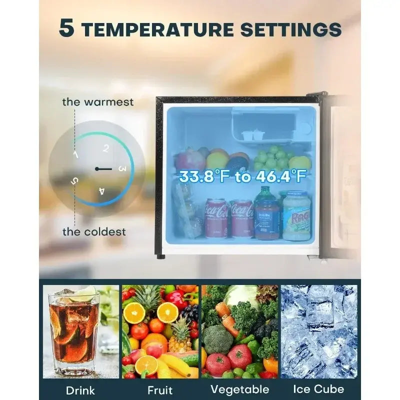 Upstreman 1.7 Cu.ft Mini Fridge with Freezer, Adjustable Thermostat, Energy Saving, Low Noise, Single Door Compact Refrigerator