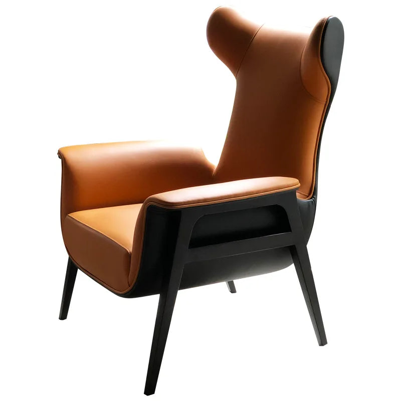 Nordic modern simple and luxurious single person living room leather art designer high backrest sofa leisure chair