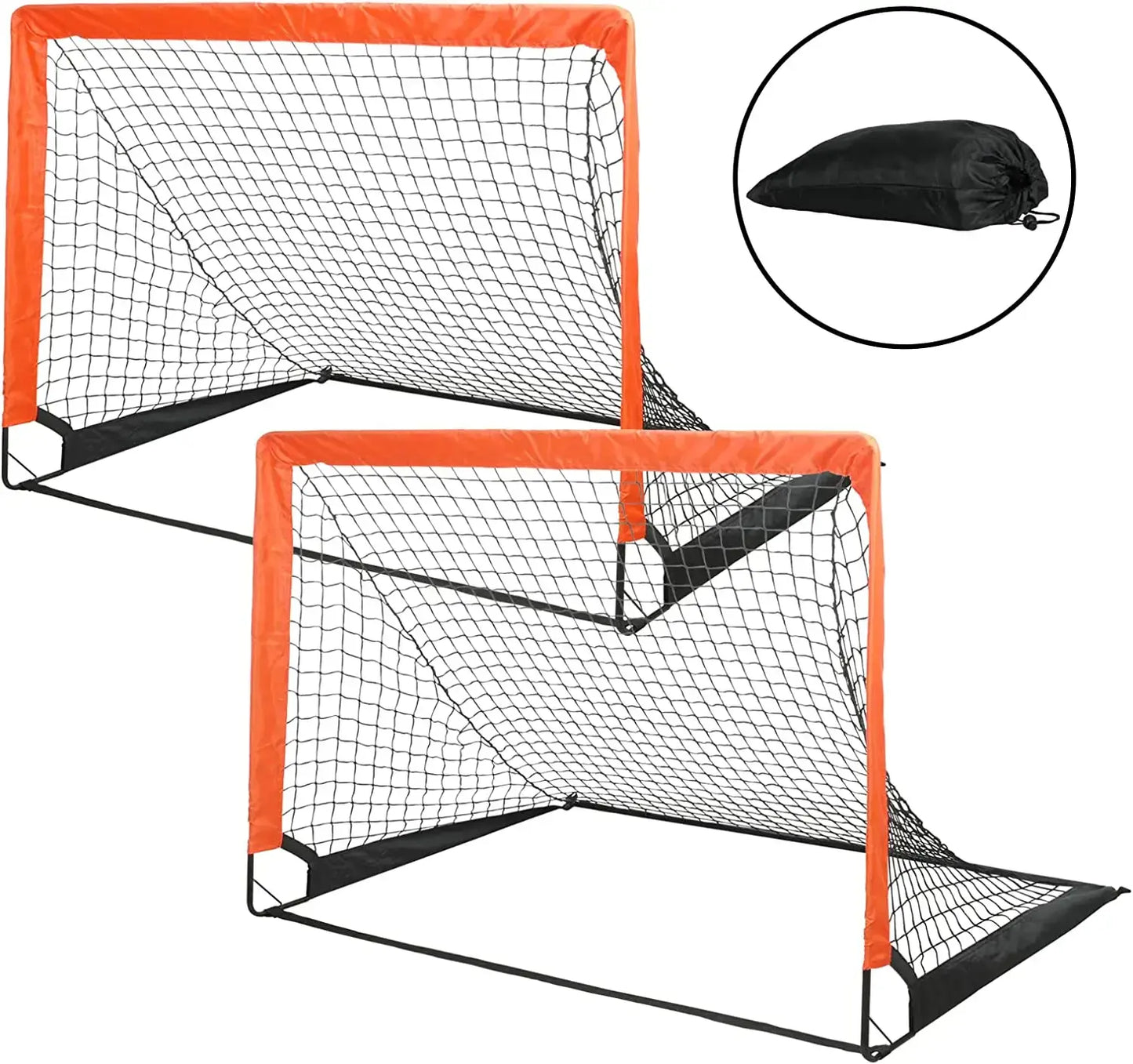 Simple Deluxe 4‘x3’ Portable Soccer Goal, Pop Up Folding Soccer Net Comes with 2 Oxford Cloth Bags and 8 Stakes, Great for Train