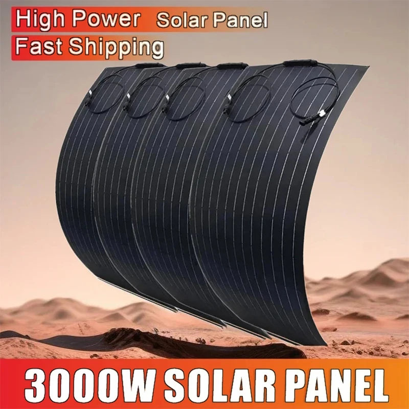3000W high-power solar panel ETFE solar panel high-efficiency portable charging solar energy set home/camping RV boat battery