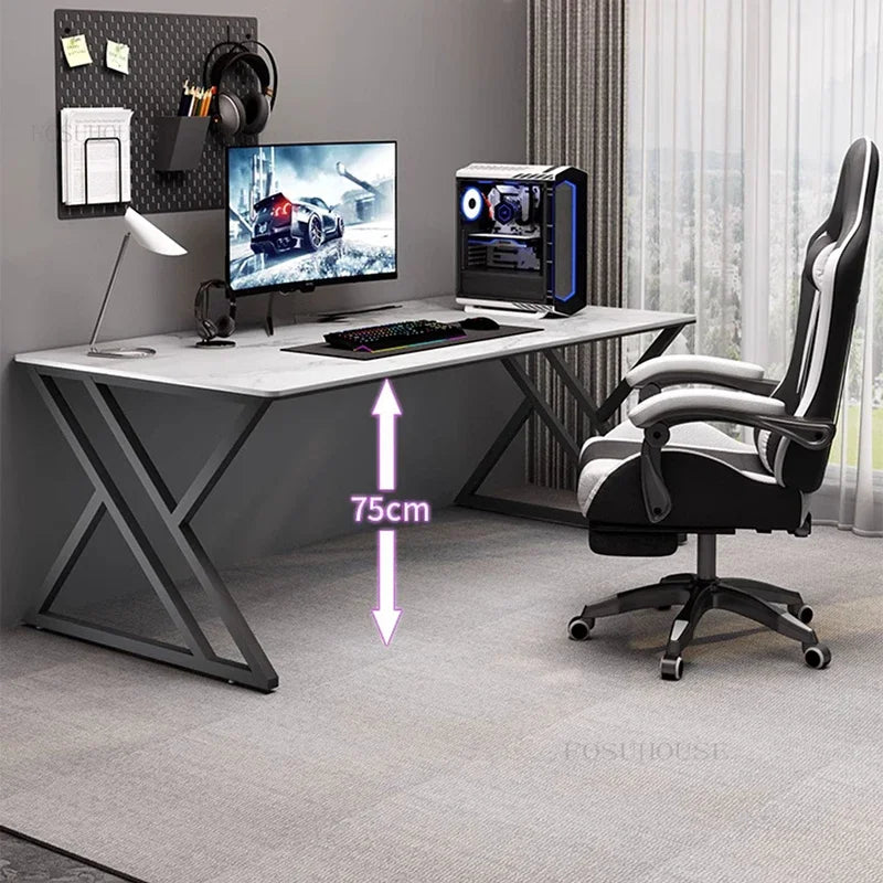 Modern Metal Computer Desks for Bedroom Slate Household E-sports Tables Light Luxury Creative Design Reading Desk for Study Room