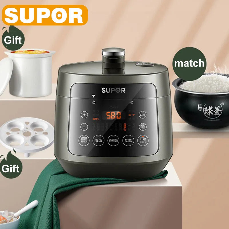 SUPOR Electric Pressure Cooker 3L Double Liner Rice Cooker Multifunctional Portable High Quality Household Kitchen Appliances