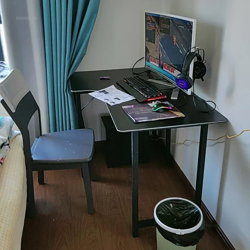 Nordic Corner Computer Desks Home Desktop E-sports Gaming Desks With Bookshelf Bedroom Workbench Office Furniture Double Desk