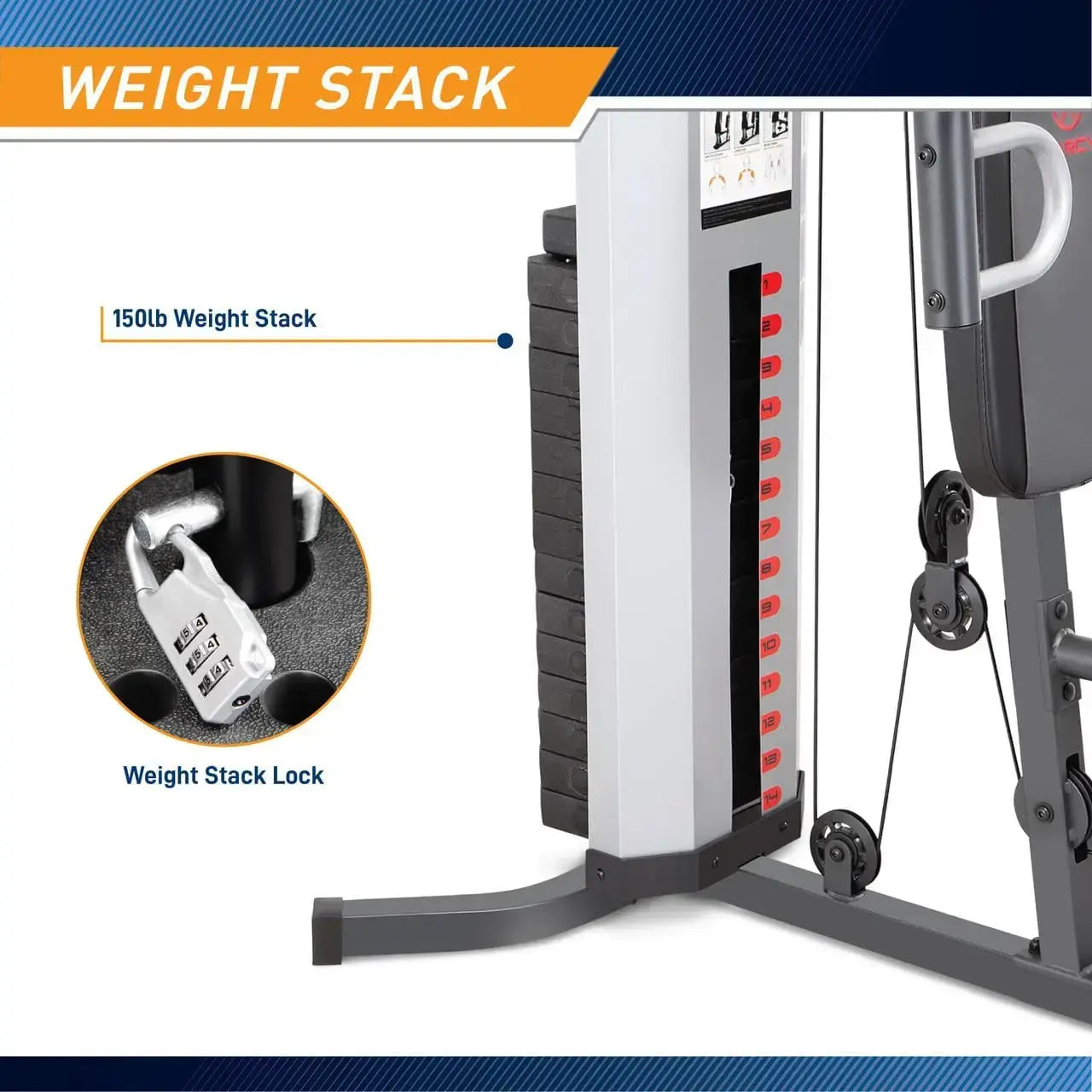 Marcy Multifunction Steel Home Gym 150lb Weight Stack Machine fitness equipment gym