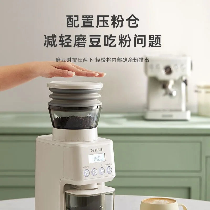Petrus Electric Coffee Grinder PE3755 220V for Home Kitchen Office Cafe Espresso Grinding Machine Stainless Steel Disc Appliance