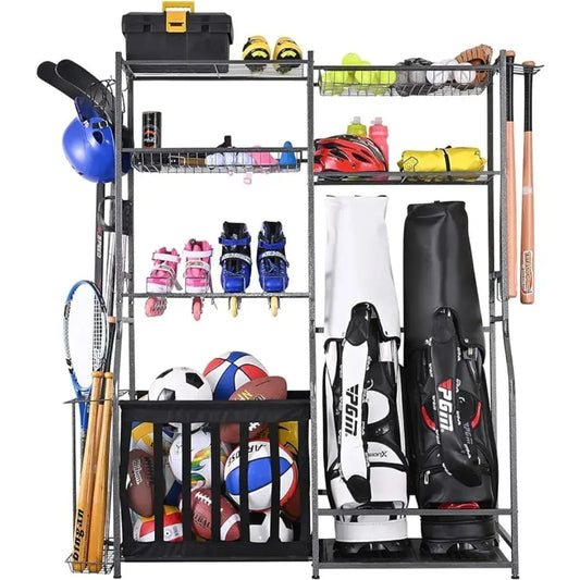 Golf Storage Garage Organizer,2 Golf Bag Storage Stand and Other Sports Equipment Storage Rack,Garage Organizer Shelves Rack
