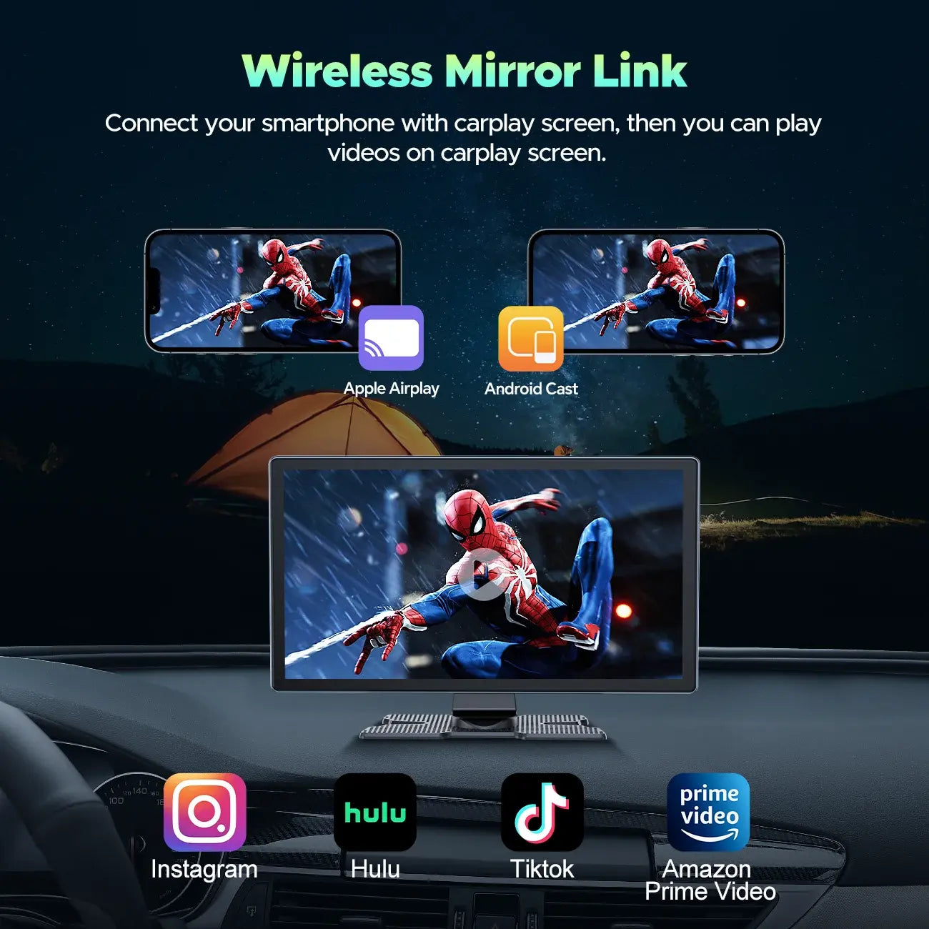TOGUARD 4K Dashcam 9" Wireless Apple Carplay & Android Auto Car Radio with 1080P Rear Cam Car DVR GPS Navigation Siri /Google BT