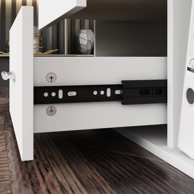 Homsee Home Office Computer Desk Corner Desk with Power Outlet, 3 Drawers and 2 Shelves, 55 Inch Large L-Shaped Study Writing Ta