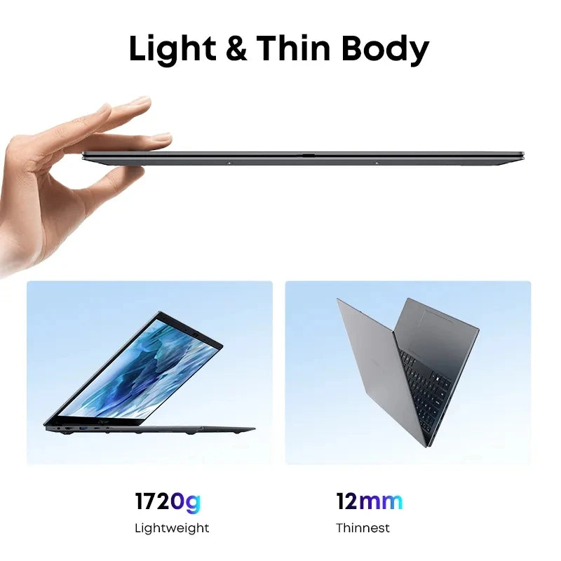 CHUWI GemiBook Plus Laptop 15.6'' FHD, 256GB SSD 8GB RAM,Intel Alder Lake N100 (Up to 3.4GHz) Windows 11 Laptops 38WH HDMI WiFi6
