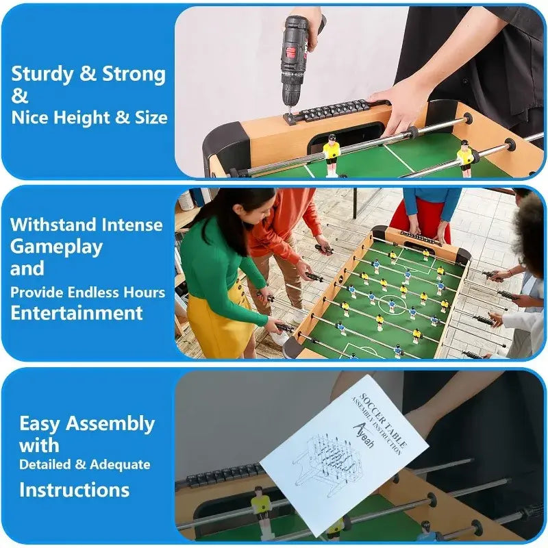 Foosball Table Game 48 inches Soccer Tabletop Standard Size Tabletops with Features Steal Player Rods Bead Style Scoring