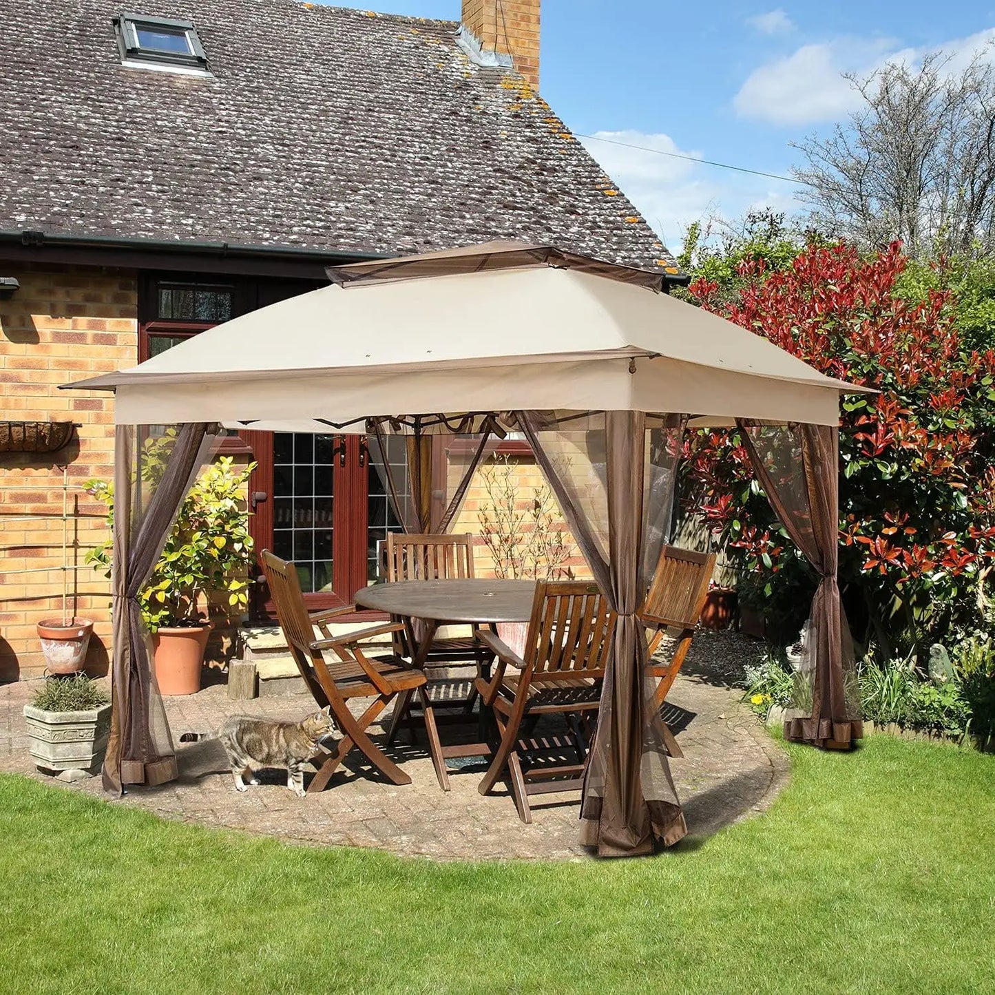 Cool Spot 11x11 Pop-Up Instant Gazebo Tent with Mosquito Netting Outdoor Canopy Shelter with 121 Square Feet of Shade