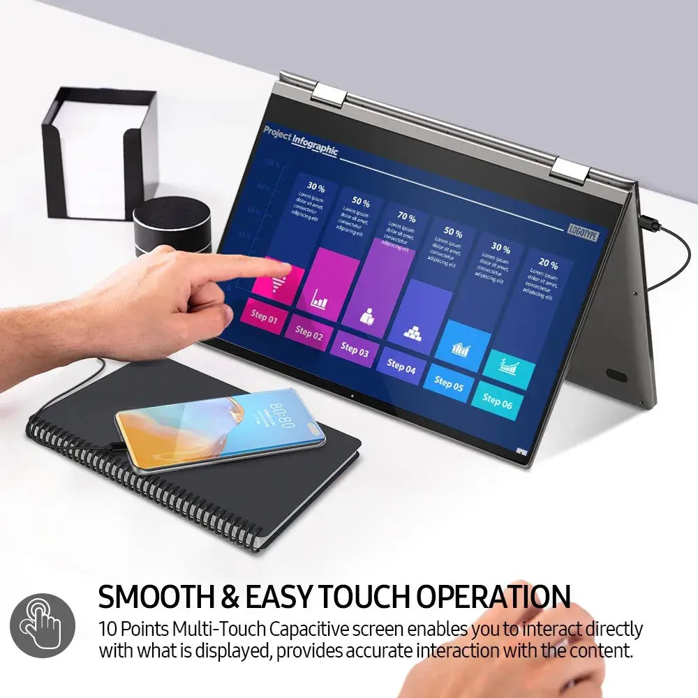 Lap Dock For SAMSUNG Dex, UPERFECT X Portable Monitor 13.3 Battery TouchScreen For Huawei Easy Projection Android 10 Desktop